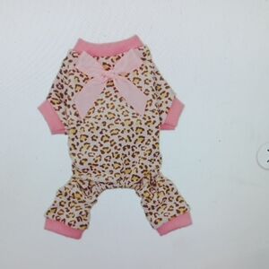 Leopard Print Dog Onesie with Pink Accents, Sz. S